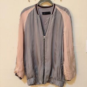 Zara Women's Stylish Gray and Pink Bomber Jacket